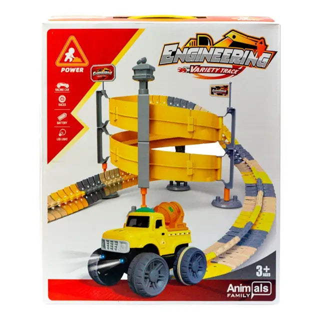 Engineering Variety Track Set – 138 Pcs Racing Car Track with LED Light 3+ Years