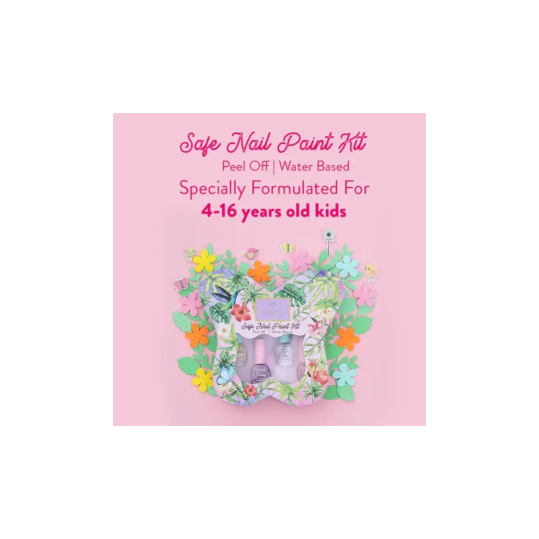 Whimsy Safe, Non-Toxic, Water Based Peel Off Nailpaint Kit for Girls (Pack of 8)