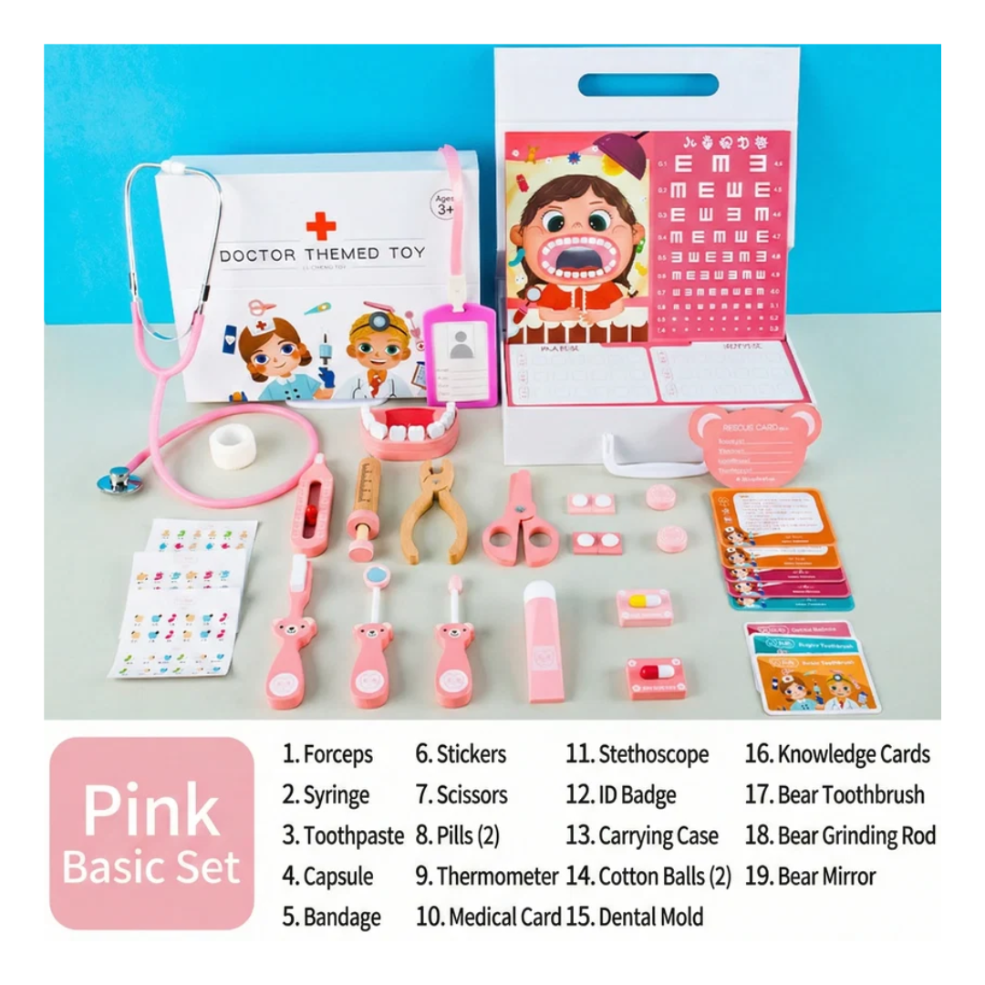 Wooden Doctor Themed Toy Set for Kids – Pretend Play Medical Role Play Kit