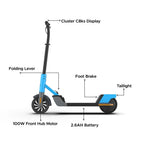 EMotorad Lil E Junior Electric Kick Scooter for Kids 6+ – 100W Motor, 8 km Range, Foldable – Sporty Blue