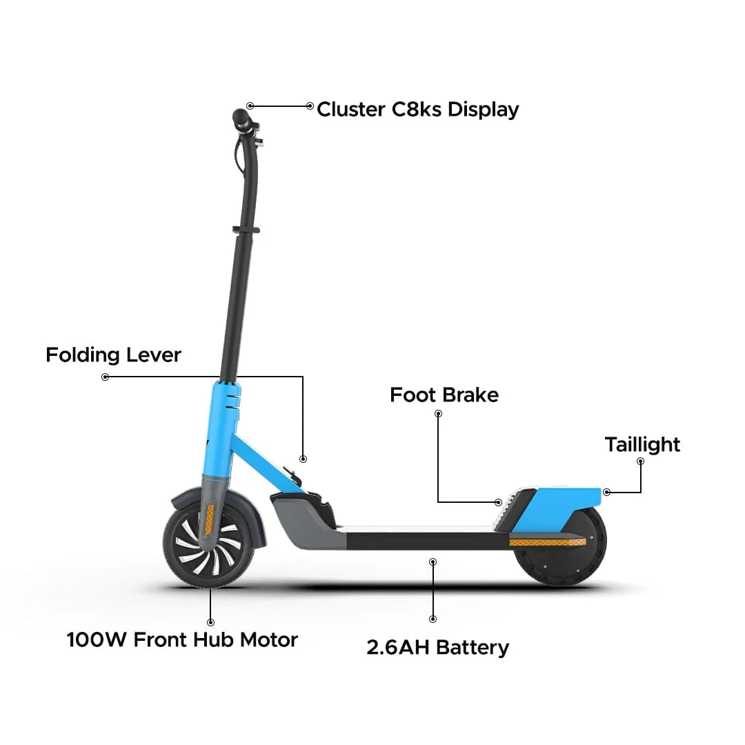 EMotorad Lil E Junior Electric Kick Scooter for Kids 6+ – 100W Motor, 8 km Range, Foldable – Sporty Blue