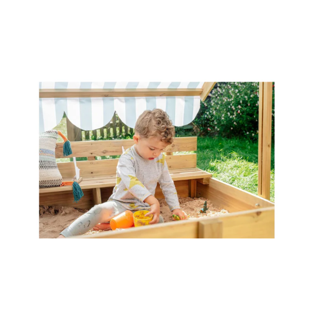 Plum Toys Wooden Sandpit With Canopy - Natural