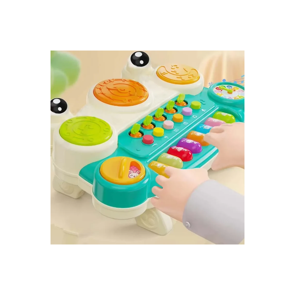 Rainbow Toys Multi-Functional Electronic Drum Keyboard Sensory ABS Plastic Frog Piano Toy