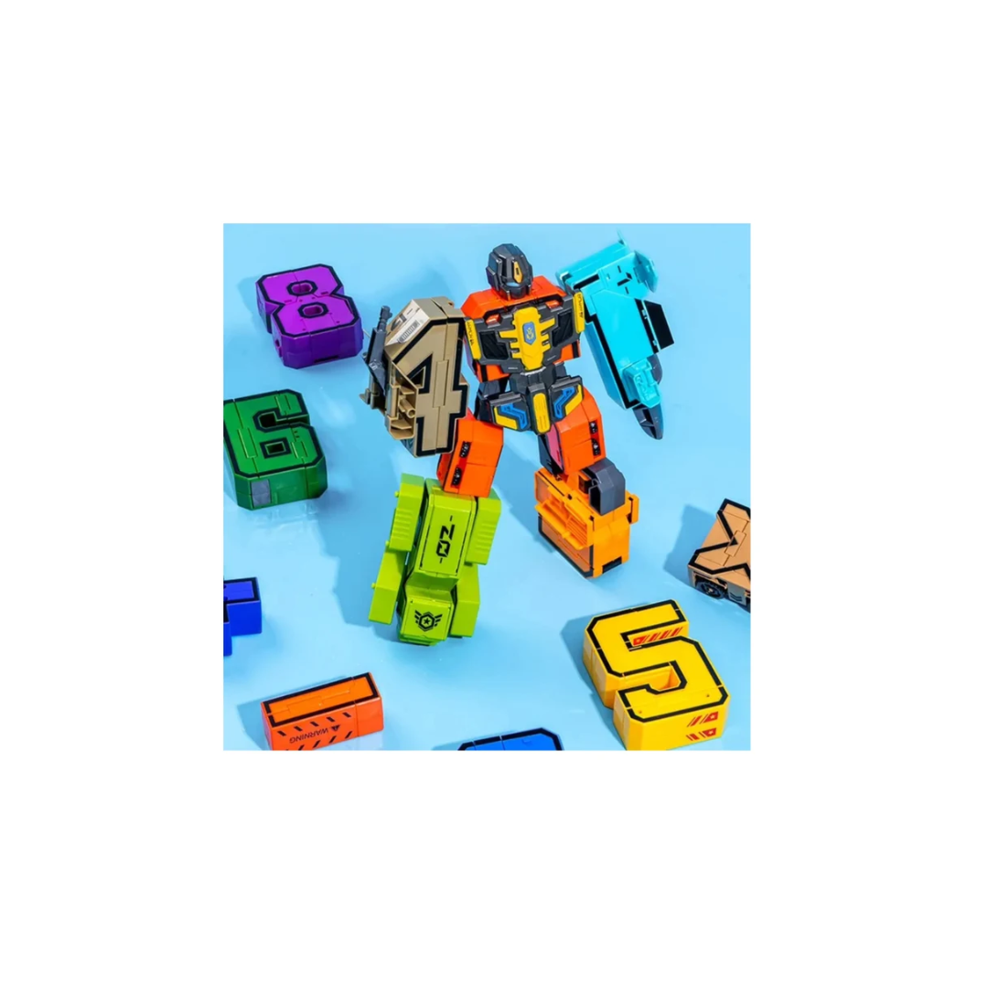 Gooeke Distortion  Number Big  Puzzle Board with Transforming Robot