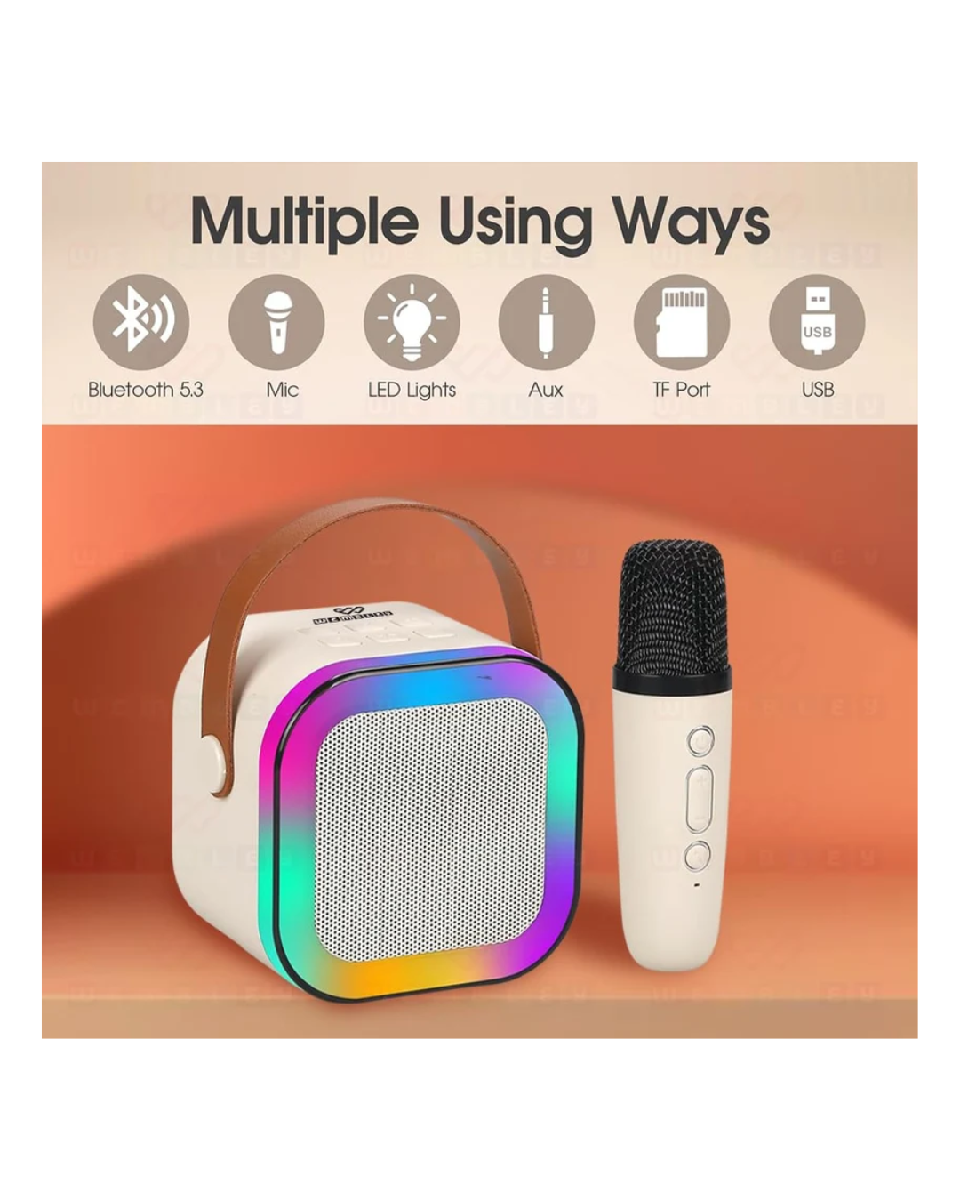 Karaoke Machine for Kids Adults, Mini Portable Blue-Tooth Karaoke Speaker with Wireless