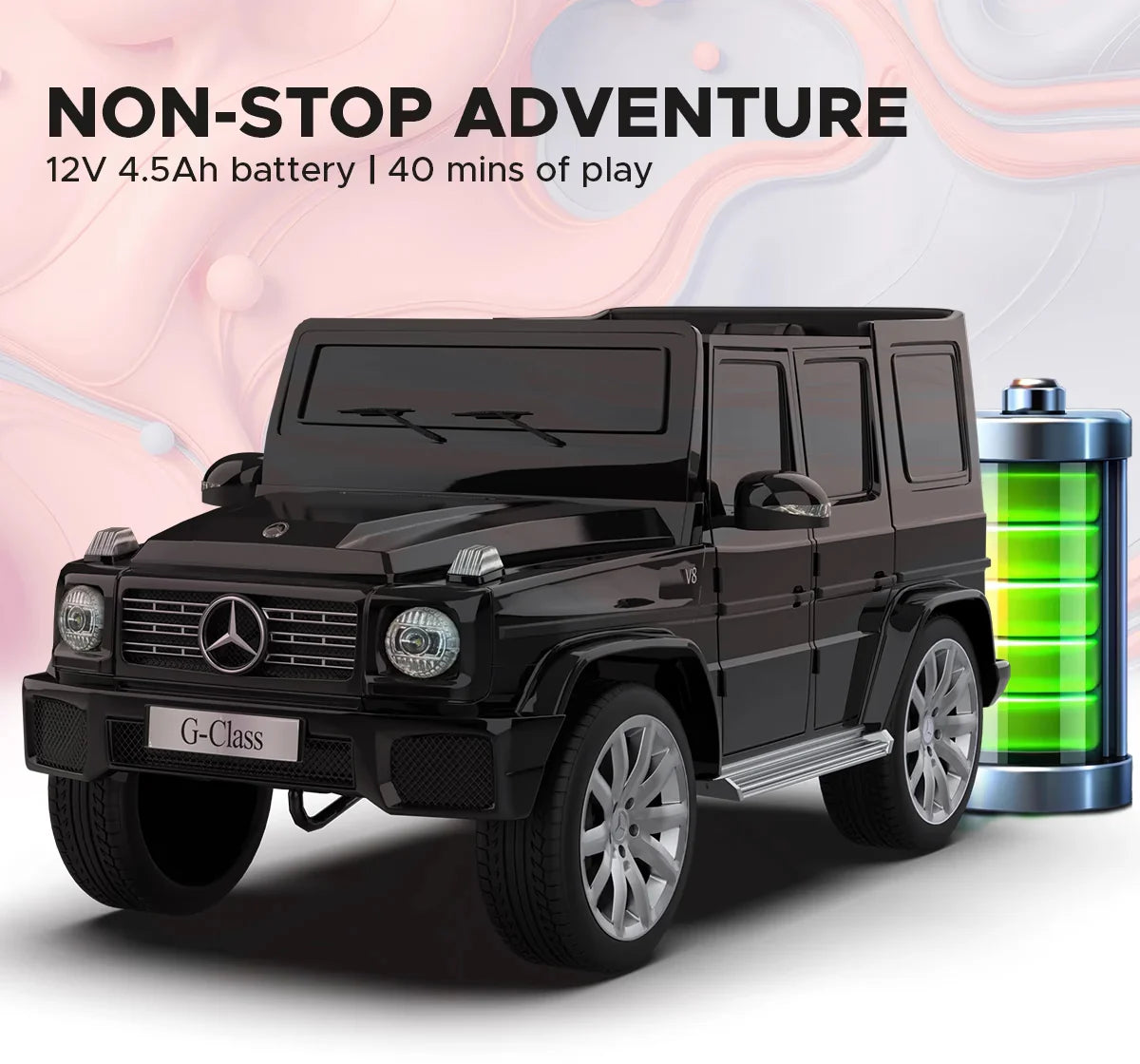 EMotorad Formula Fun Battery Oprated Mercedes Benz G-Wagon Ride-On Car, Black