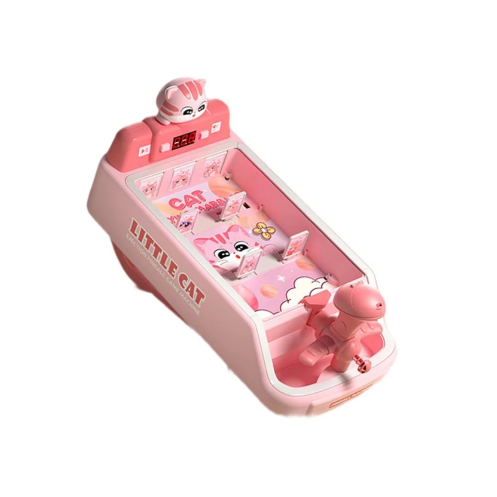 Little Cat Pink Pinball Machine Toy for Kids – Interactive Tabletop Pinball Game with Sound, Lights & Score Display