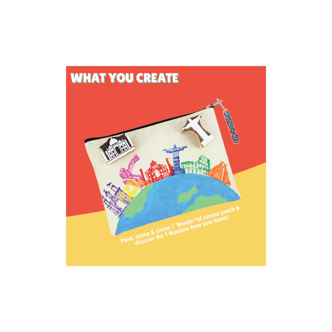 Kalakaram 7 Wonders Block Printed Canvas Pouch Kit