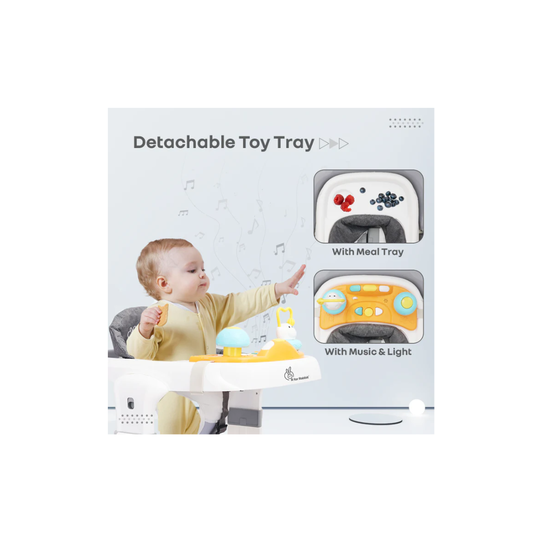 R for Rabbit Little Feet Sportz, 2-in-1 Walker Turn Push Walker Grey White