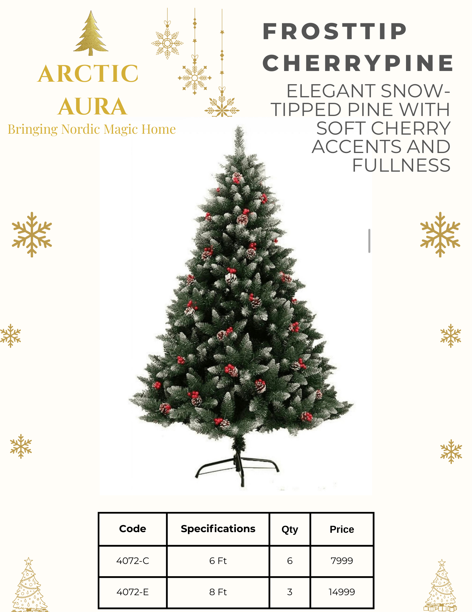 Christmas Frost Tip Cherry Pine Elegant Snow-Tipped Pine With Soft Cherry Accents And Fullness Christmas Tree
