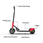 EMotorad Lil E Junior Electric Kick Scooter for Kids 6+ – 100W Motor, 8 km Range, Foldable – Active Red