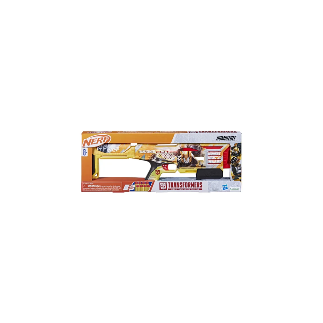 Hasbro Nerf Transformers Bumblebee Dart Blaster, 8 Nerf Elite Darts