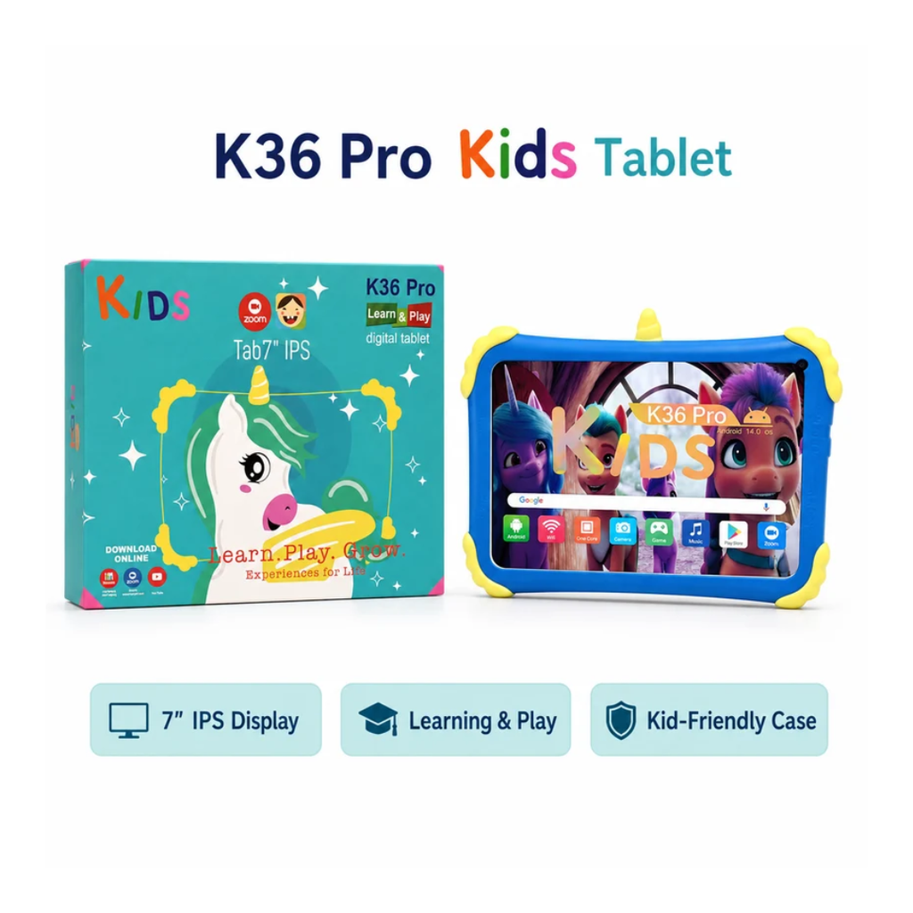 Kids K36 Pro 7-Inch IPS Learning Tablet – Unicorn Design