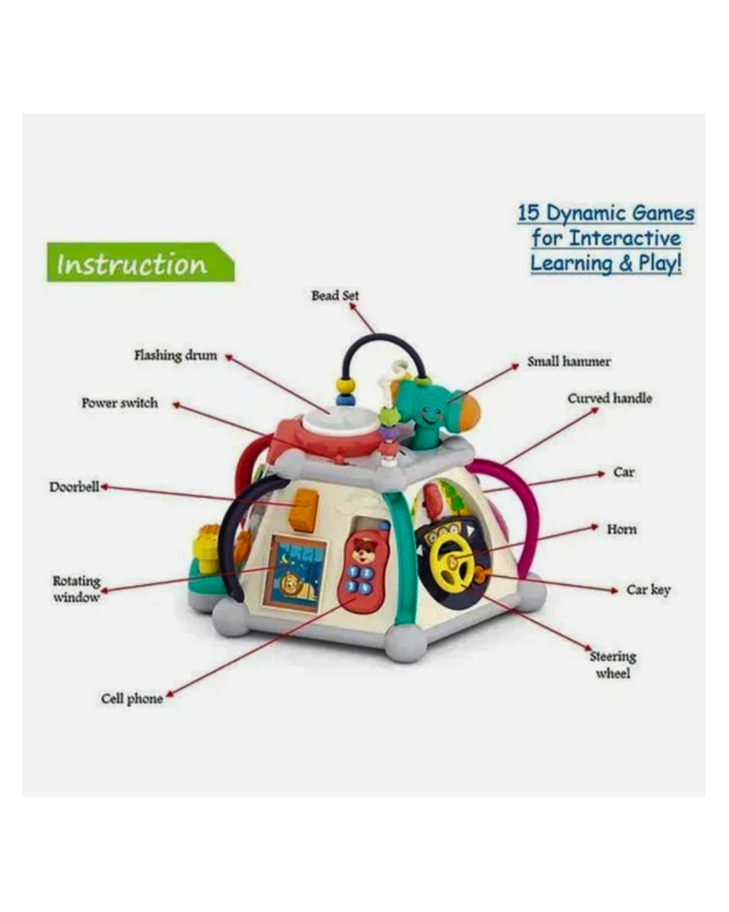 Hola 15-in-1 Discover Activity Cube Multifunction Educational Learning Toy for Toddlers (18–36 Months)