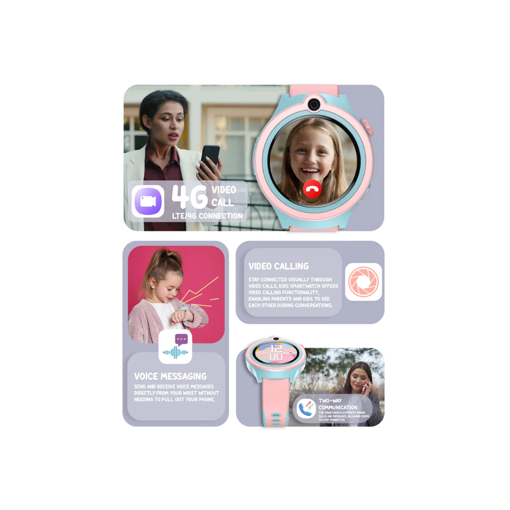 Spiky Cacus 4G Video Calling Smartwatch with GPS - Pink