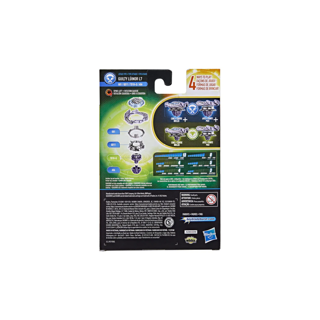 Hasbro  Beyblade Burst QuadDrive Guilty Lúinor L7 Spinning Top Starter Pack With Launcher