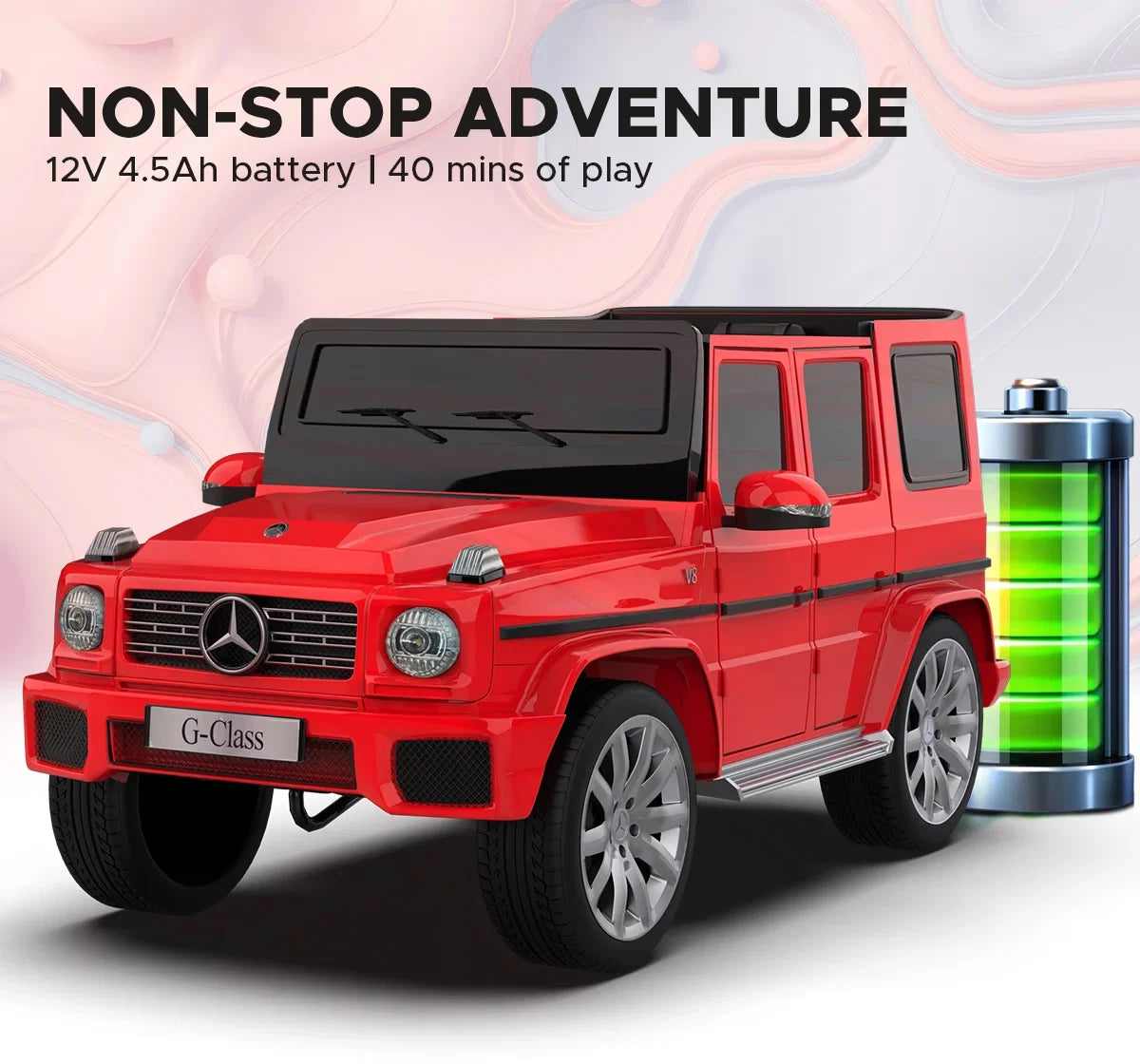 EMotorad Formula Fun Battery Oprated Mercedes Benz G-Wagon Ride-On Car, Red,