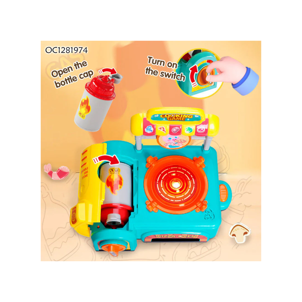 FiveStar Kitchen Pretend Play Plastic Toy Gas Stove Set Kids Cooking Tableware Play Set