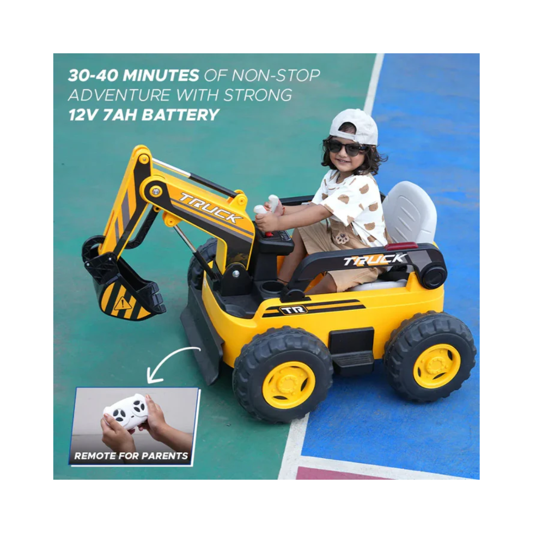 Emotorad Formula Fun Mini Excavator Toy Ride-On Car (Yellow-Black), 3-7Years