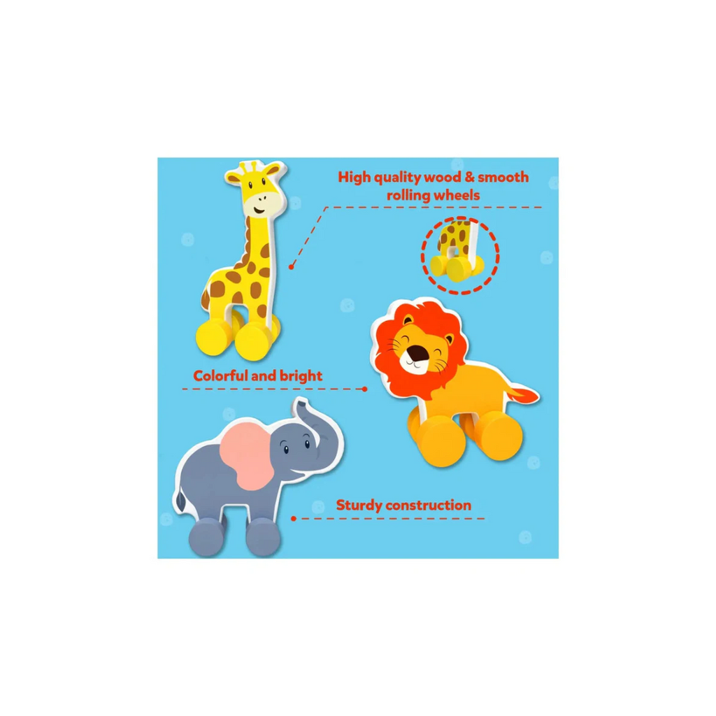 Skillmatics Wooden Animal Toys on Wheels (9 Months - 3 Years)