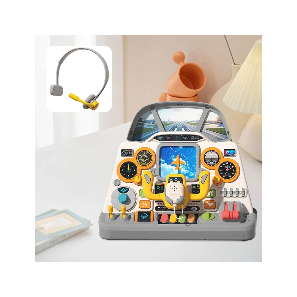 Rainbow Toys Simulation Aircraft Cockpit Busy Board Montessori Pretend Play Toy
