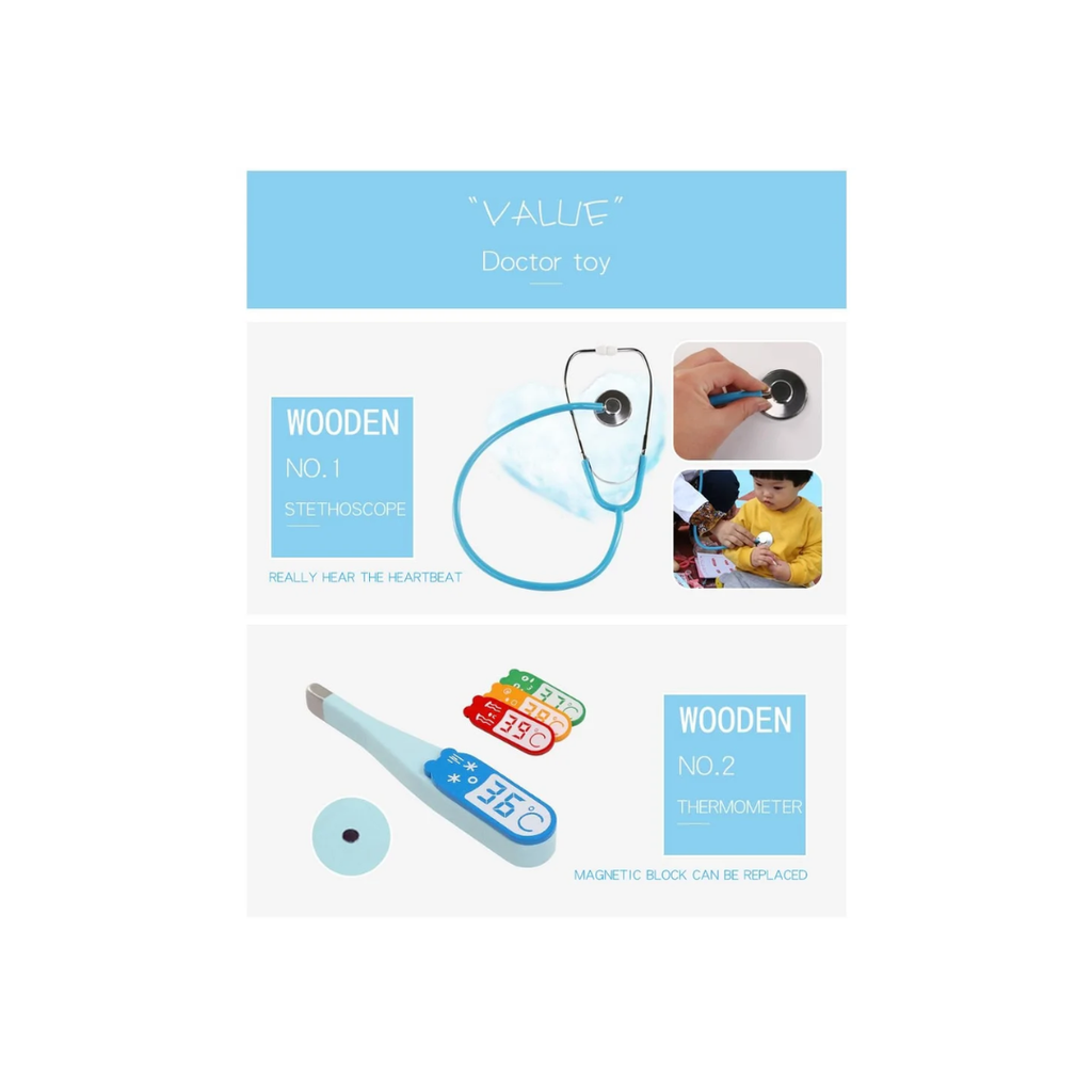 Rainbow Toys Wooden Doctor Dentist Play and Patend Set (Dentist Doctor + Bag)