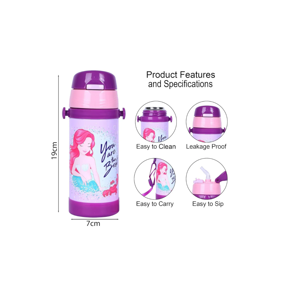 YOUP Stainless Steel Vacuum | Insulated Sipper Bottle with Strap Brave -350 ML