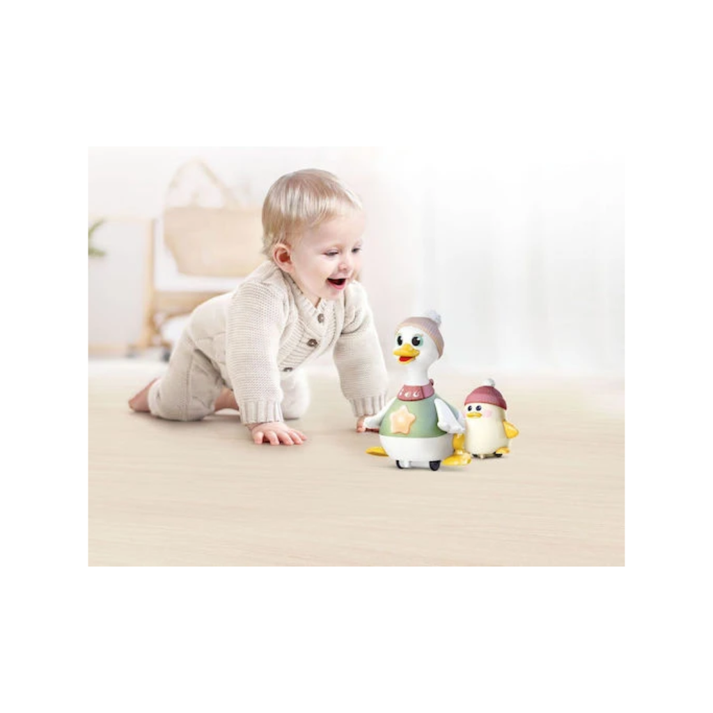 Hola Waddling Duck Family Interactive Mother & Baby Duck Toy Musical Walking Duck Set