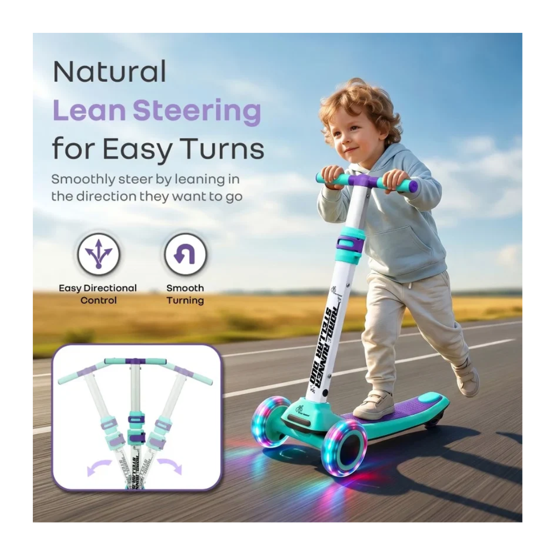 R For Rabbit Road Runner Stellar Duo 2 in 1 Kick Scooter with Attachable Seat Green Purple