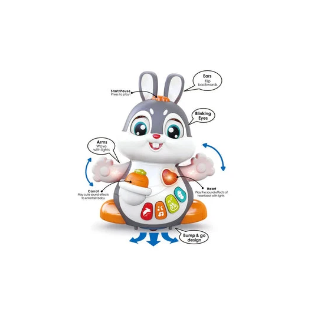 Hola Dancing Bunny Musical Interactive Crawling Toy Lights, Sounds & Learning Toy for Babies