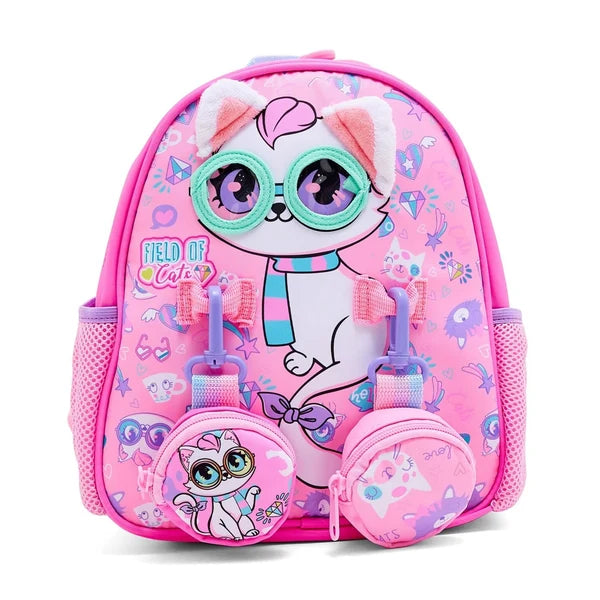 VEST Field of Cats Kids Backpack – Cute Pink Cat School Bag 26.3 cm 2–5 Years