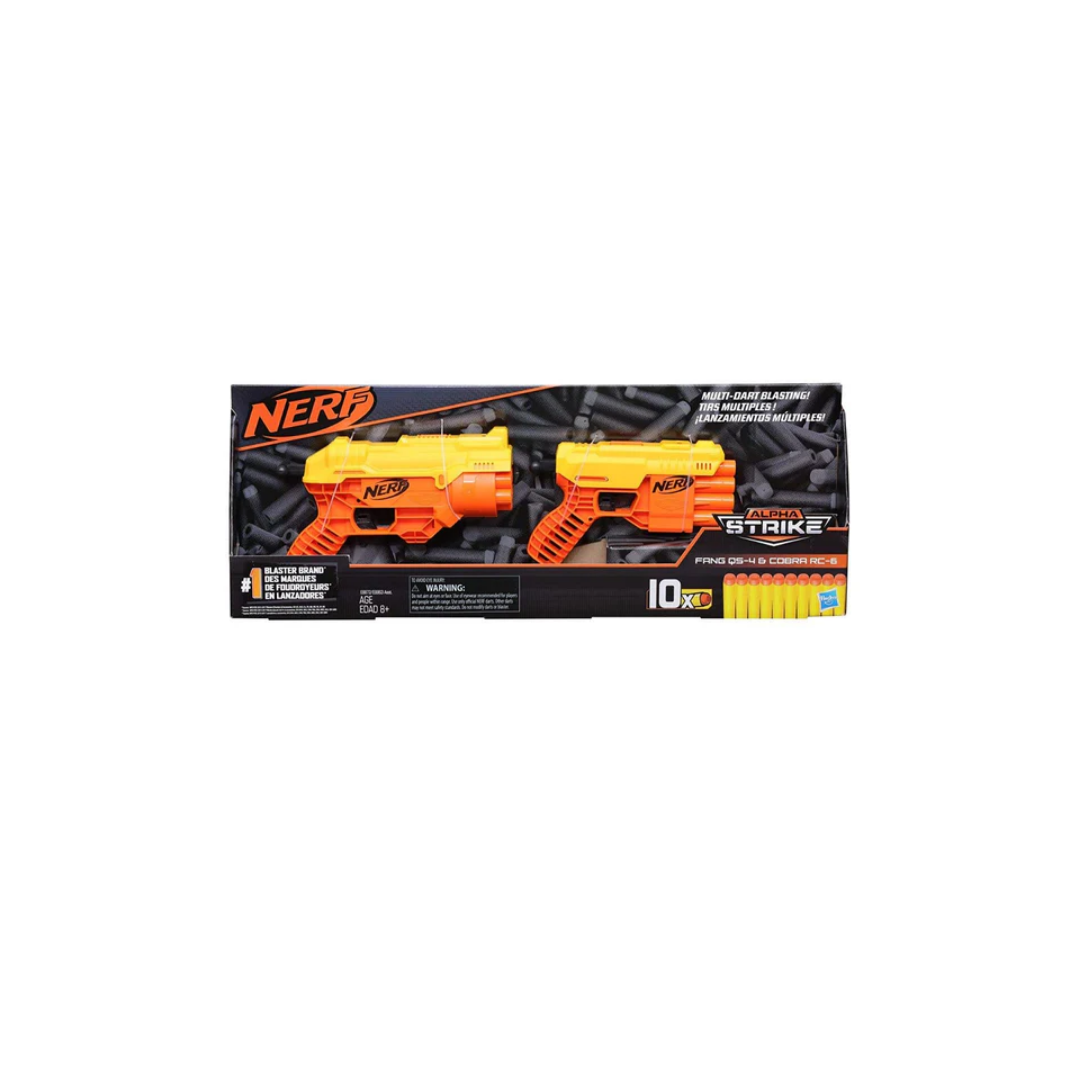 Nerf Alpha Strike Fang QS-4 and Cobra RC-6 Blasters ,Multi-Dart Blasting ,10 Official Nerf Elite Darts,for Kids, Teens, Adults