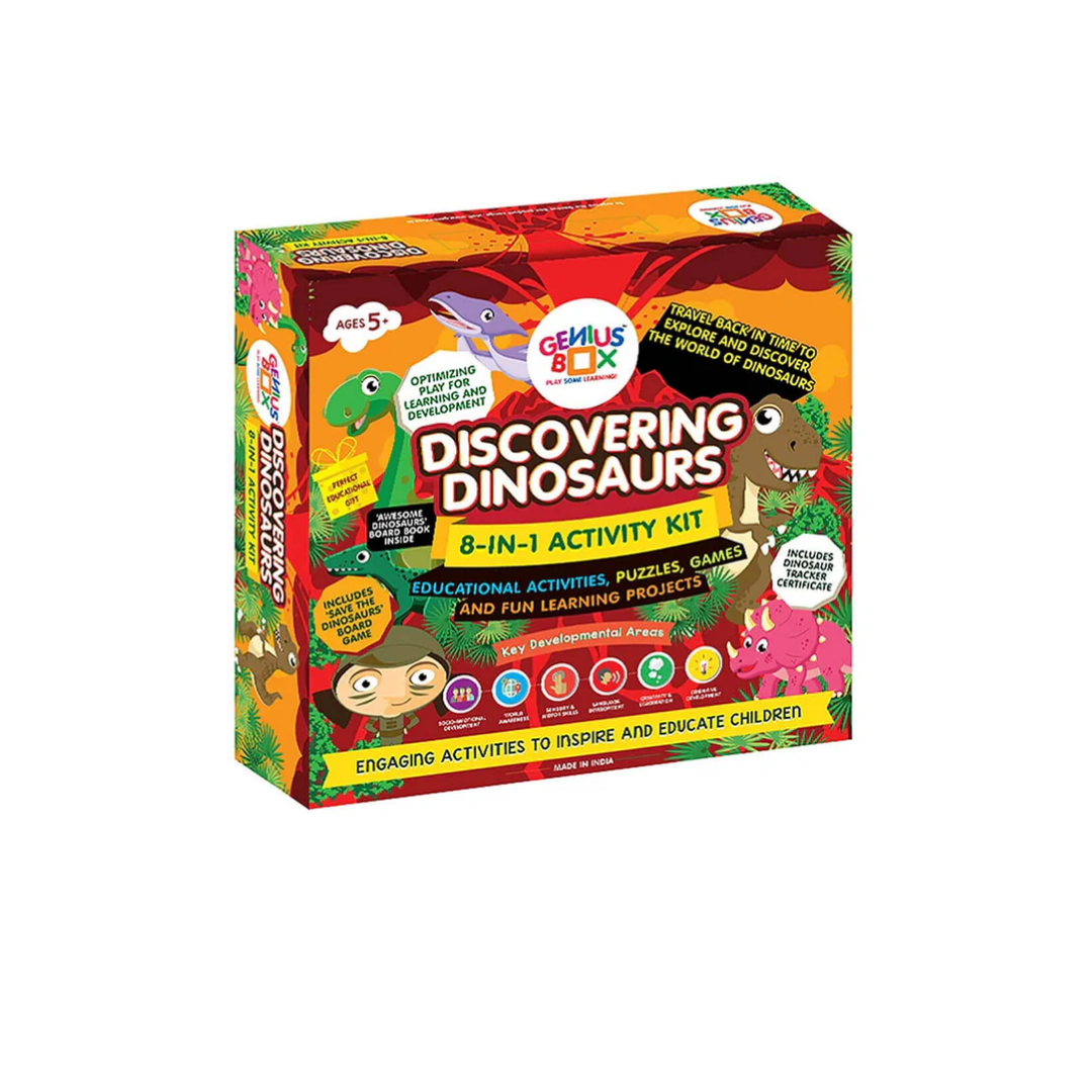 Discovering Dinosaurs 8-In-1 Activity Kit Educational Activities, Puzzles, Games