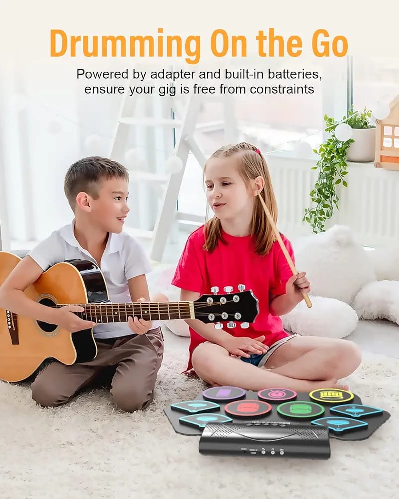 Electronic Drum Kit Playmat Set (Silicone Portable Drum Set)