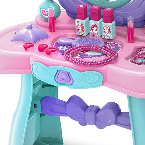 Xiong Cheng Girls Pretend Play Lovely Dressing Table Set with Music and Lights