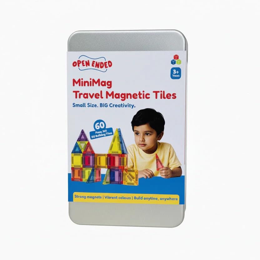 Open Ended MiniMag Travel Magnetic Tiles -60 Piece