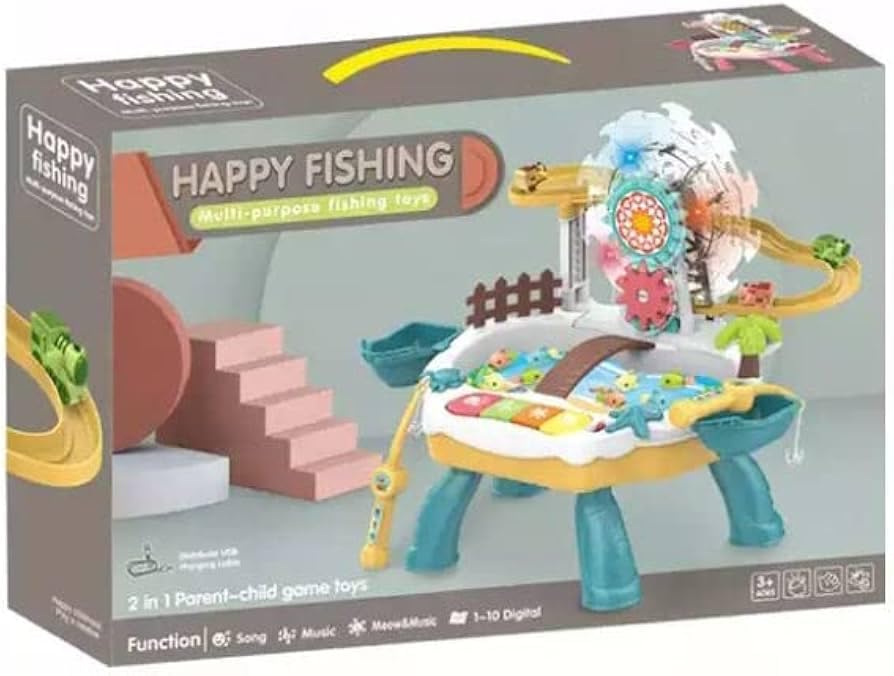 Lumo Musical Fishing Game Toy with Slideway, Rotating Ferris Wheel, Lights & Music