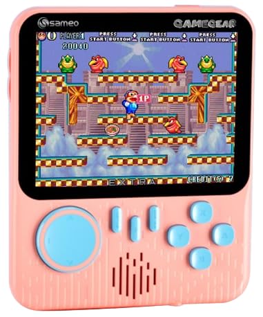 Sameo Gamegear Handheld Video Game Console, Retro Mini Game with 666 Classic Retro Game TV Compatible for Kids, Rechargeable 8 Bit Classic (Candy Pink)