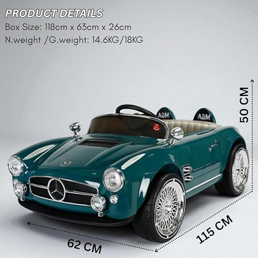 Rainbow Toys Battery Oprated AMR GT Sports Mercedes Car Green Teal