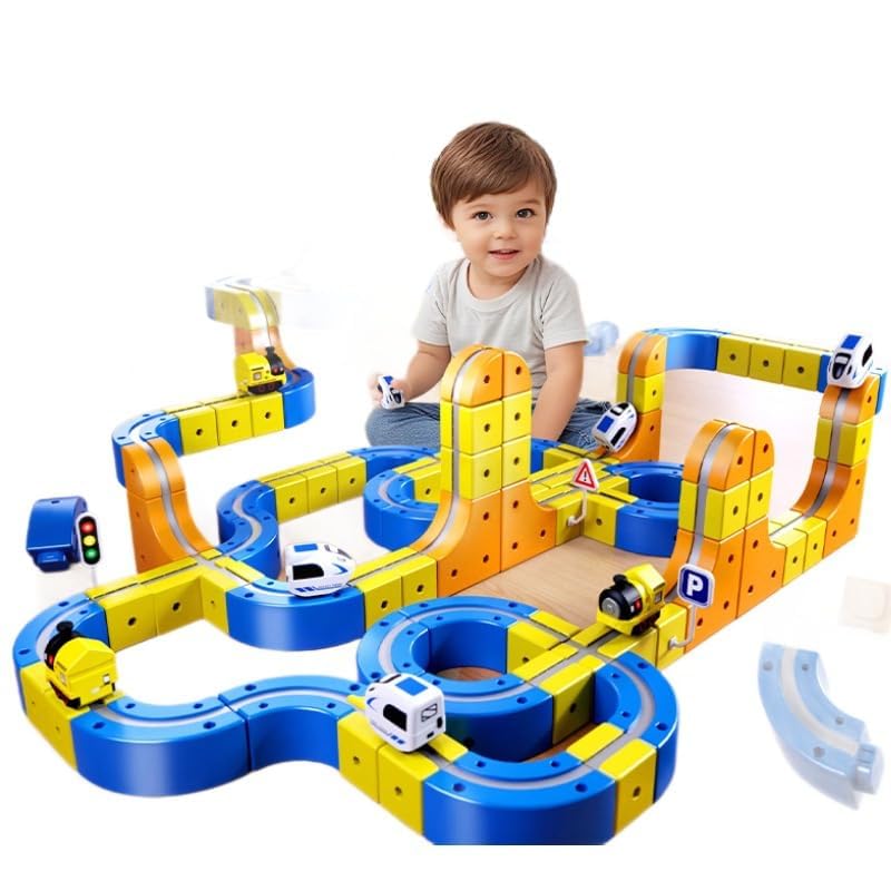 Magnetic Building Blocks Track DIY Car Set 130pcs