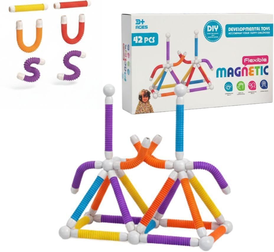 Rainbow Toys 2-Piece Flexible Magnetic Building Blocks Set 42pcs