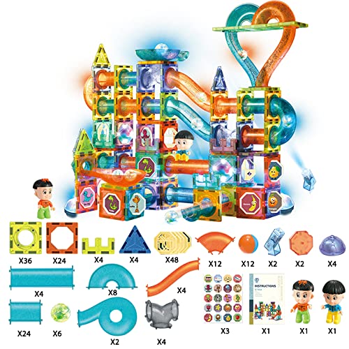Dige Light Magnetic Tiles (202 Pcs) Building Blocks STEAM Educational Magnetic Marble Run
