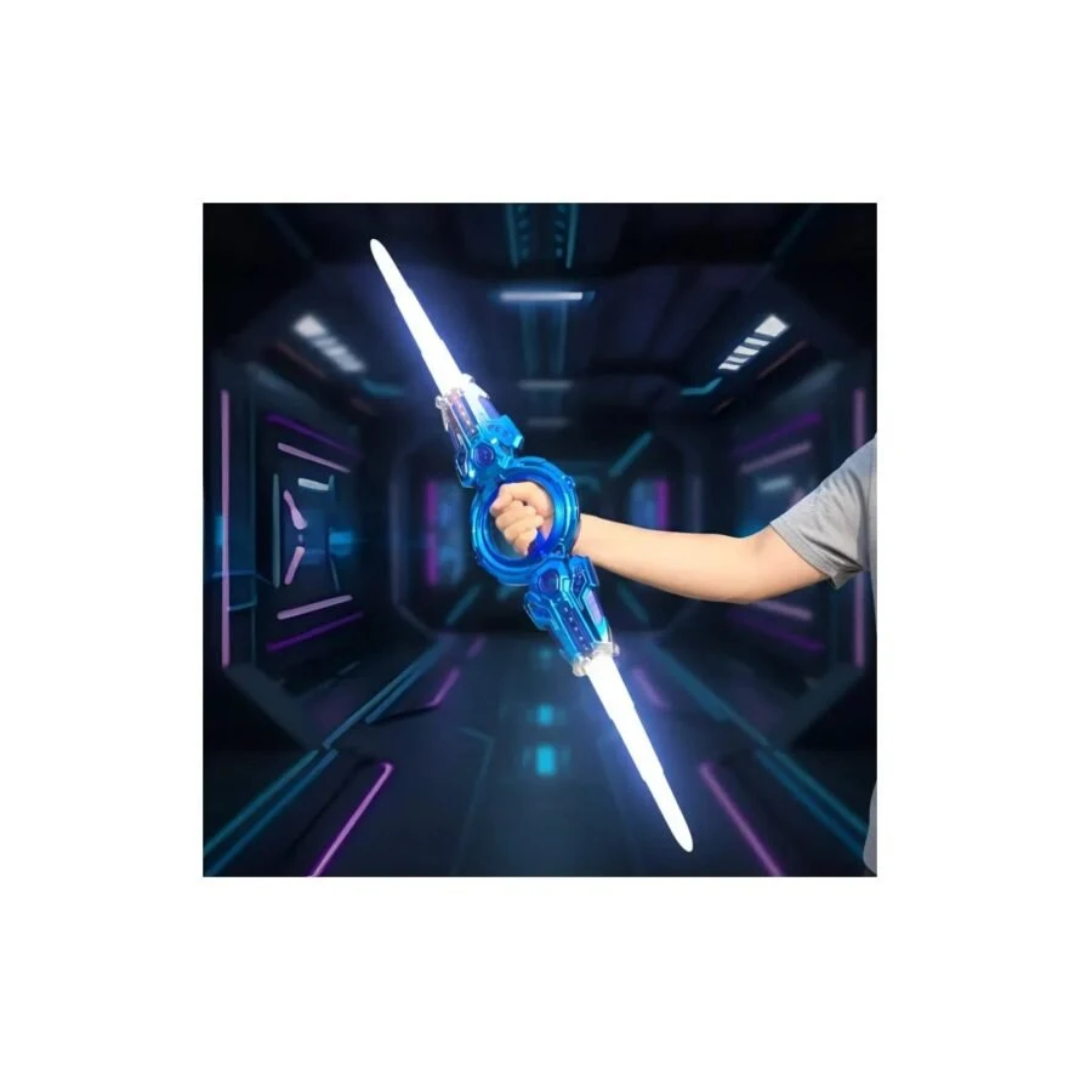 Fire Spiral Sword Double-Edged Rotating LED Lightsaber Toy with Colorful Lights (Assorted Colours)