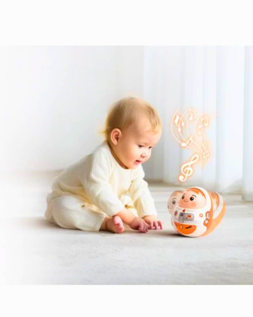 Hola Tumbler Doll Musical Roly-Poly Toy for Babies Self-Righting Sensory Toy with Lights & Music