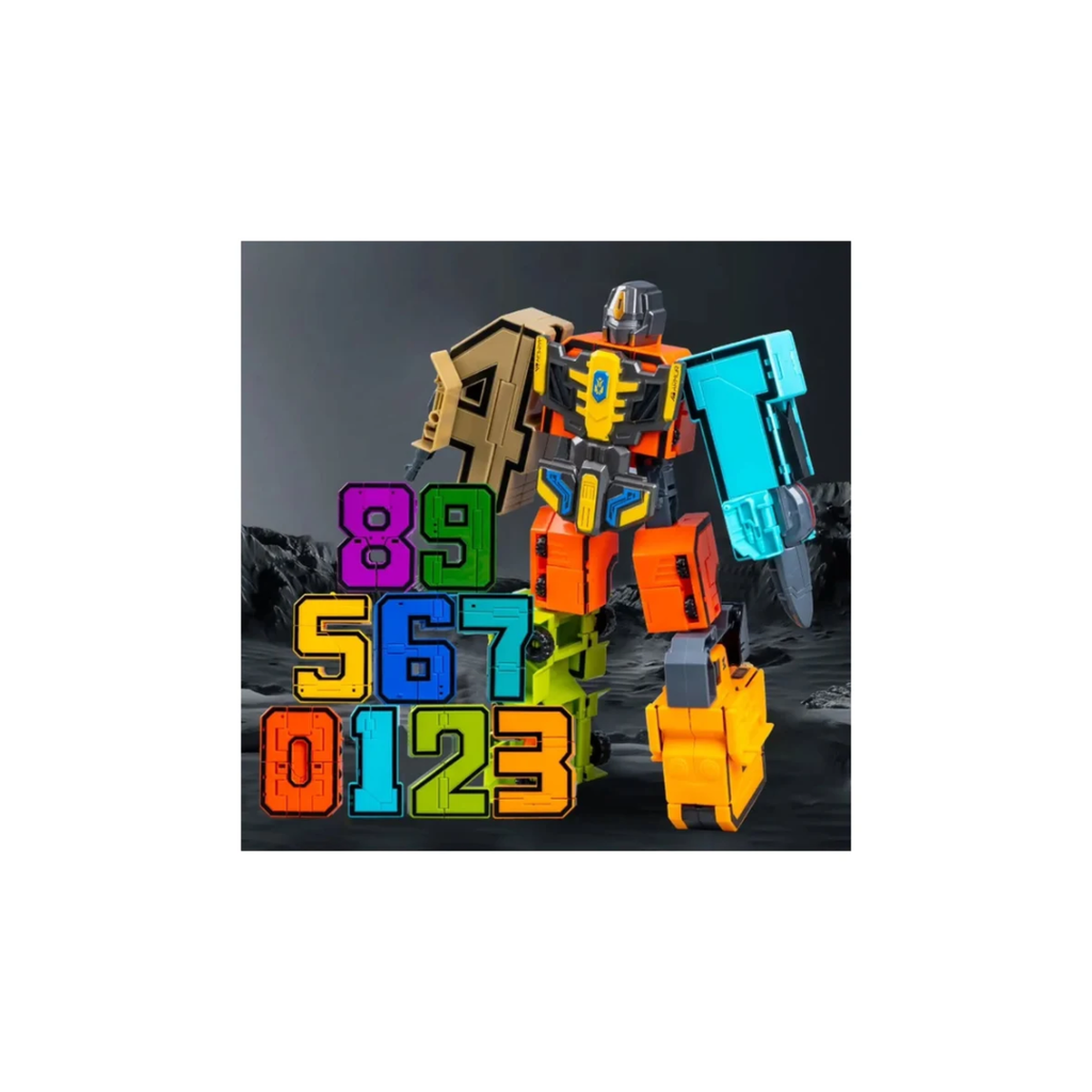 Gooeke Distortion  Number Big  Puzzle Board with Transforming Robot