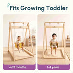 Curious Cub Wooden Baby Swing with Stand – Adjustable & Foldable