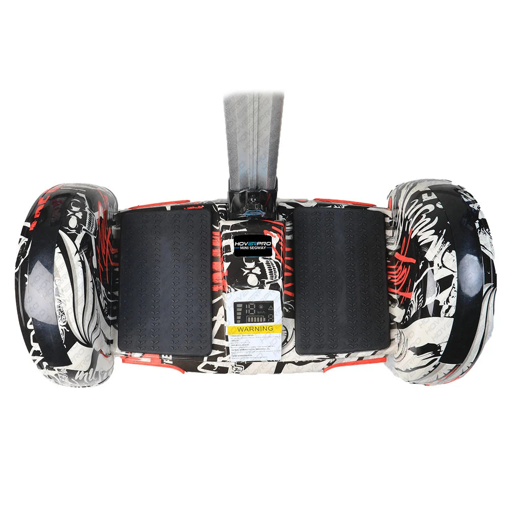 Hoverpro Bluetooth Self-Balancing Scooter with Handle Bar – Black & Red Graphic Design S11+ Miniseg Street with Handle Hoverboard
