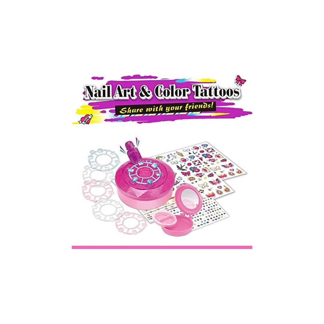 Girls Creator Nail Art & Color Tatto Set, Emoji Pedicure and Manicure Kit