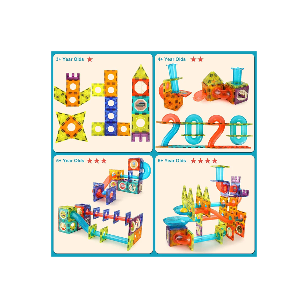 Dige Light Magnetic Tiles (202 Pcs) Building Blocks STEAM Educational Magnetic Marble Run