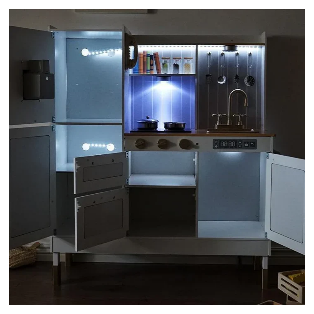 Wooden Luxury Neon Kitchen Set with Simulated Sound and Light